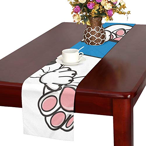 JEOLVP Blanco Bulldog Francés Hold Blue Letter Table Runner, Kitchen Dining Table Runner 16 X 72 Inch para cenas, Eventos, decoración