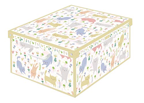 Kanguru 1 Caja de almacenamiento en cartòn Lavatelli, GATITOS, facil montaje, resistente, 39x50x24cm, Grande, Set de 18 Piezas