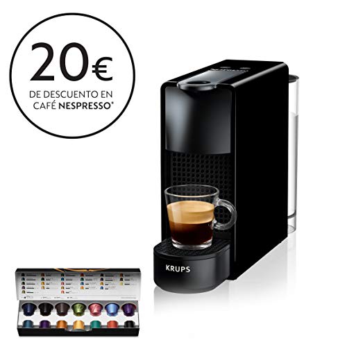 Krups Nespresso XN1108 Essenza Mini Cafetera de cápsulas, 1260 vatios, negra, 0.6 litros (Pack Cápsulas bienvenida incluido)