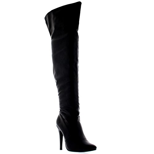 Mujer Muslo Plataforma Tramo Tacones Altos Anochecer Tacones Altos Bota - Negro - UK6/EU39 - KL0053J