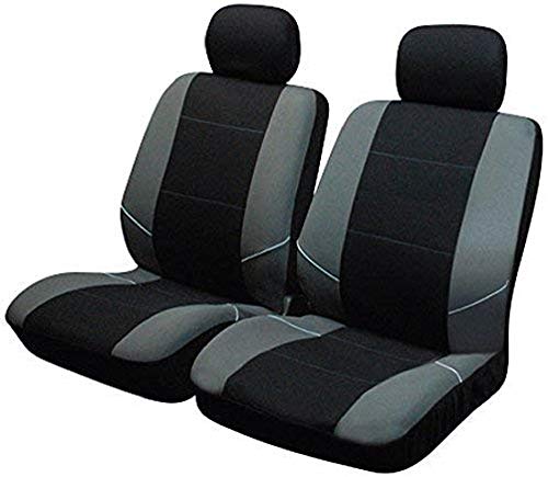 Sakura SS3633 - Juego de fundas para asientos delanteros de coche, color negro y gris, 2 Piezas