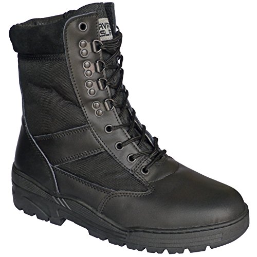 Savage Island Botas Negras Piel Tipo Militar, 43 EU