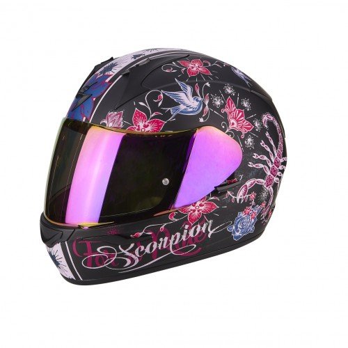 Scorpion Casco de moto EXO 390 CHICA Negro mat Pink, Negro/Rosa, S