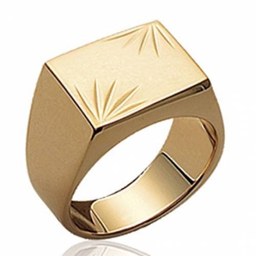 Sortija de sello para hombre Engravable Oro Genuino 18K plateó - EU Tamaños 60 - Paris France Joyas - Bijouxagogo - 47695