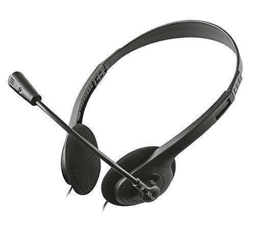 Trust - Auriculares con Micrófono para PC (Ideales para Skype), Color Negro