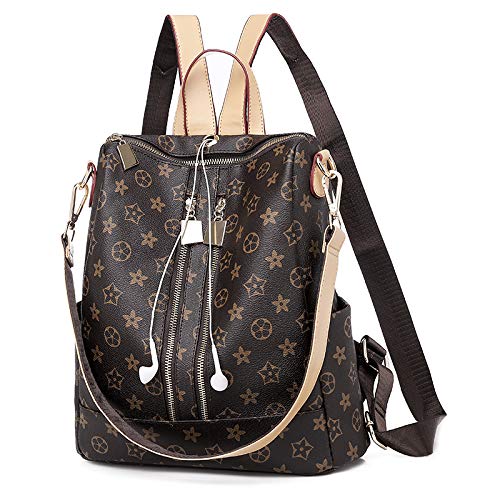 TXVSO Moda de cuero con cremallera Mochila Mochila Monedero Bolso Crossbody Bolsa de hombro para las mujeres damas, antirrobo bolsillo