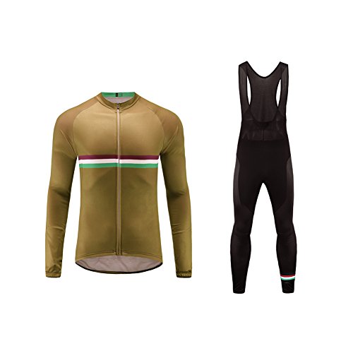 UGLYFROG Conjunto Largo Ciclismo con Badana De Gel De Entretiempo para Hombre, Ropa Bicicleta Invierno Calentita Cortavientos con Banda Reflectante, Maillot Largo + Pantalon Largo/Culotte