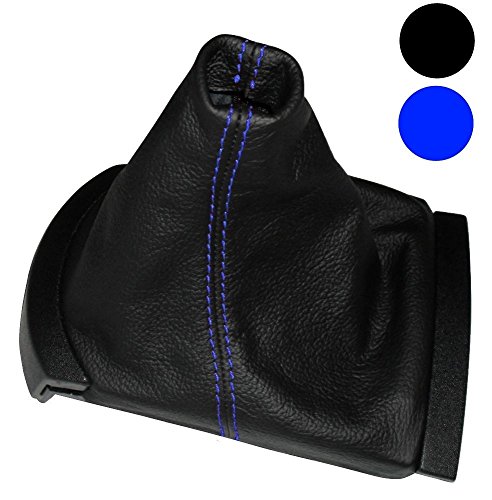 AERZETIX: Funda para palanca de cambios 100% PIEL GENUINA negro con costuras azul