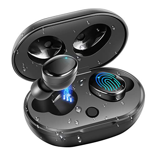 Auricular Inalámbricos Bluetooth 5.0, moosen IPX7 Impermeable 27H Playtime AAC 8.0 CVC 8.0 Cierto Auriculares Inalámbricos con Hi-Fi Graves Profundos Sonido Estéreo, Control Tactil & Estuche de Carga