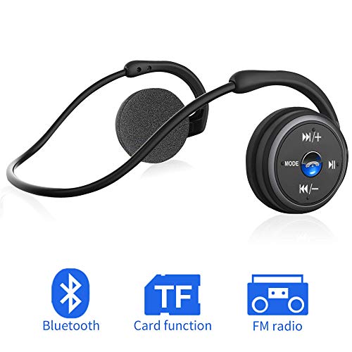 Auriculares Bluetooth 4.1, 3-en 1 Estéreo Auricular Deportivo, Cascos Inalámbricos con Micrófono, Soporte Tarjeta TF Jugar (hasta 32 G) y Radio FM, Recordatorio de Voz Inteligente para Smartphones