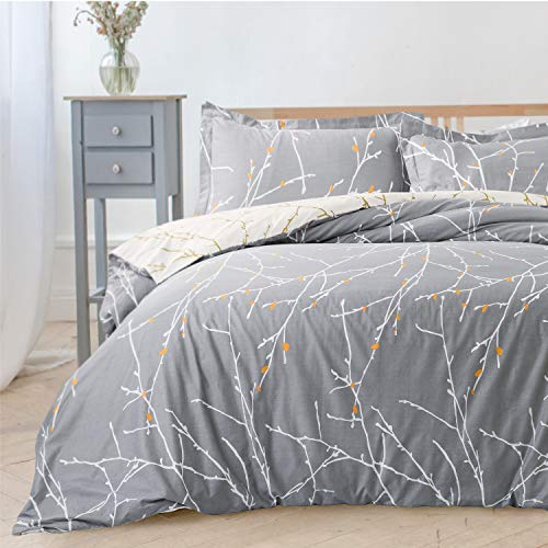 Bedsure Fundas Nórdicas Cama 90 Estampada Reversible - Fundas Edredón Nórdico 150x220 cm con 1 Fundas de Almohada 40x75cm - con Patrón Moderna de Árbol de Microfibra Muy Suave Transpirable