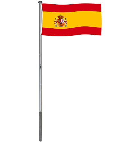 BRUBAKER Mástil Aluminio Exterior 6 m Incluye Bandera de España 150 x 90 cm y Soporte de Tierra