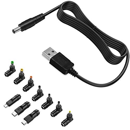 Cable de alimentación Universal BERLS, USB a CC 5,5 x 2,1 mm, 5 V, con 10 Conectores (5,5 x 2,5, 4,8 x 1,7, 4,0 x 1,7, 4,0 x 1,35, 3,5 x 1,35, 3,0 x 1,1, 2,5 x 0,7, Micro USB, Tipo C, Mini USB)