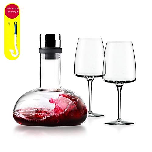 Decantador De Vino De 1L, Decantador Rápido En Cascada Conjunto De Vidrio De Cristal Sin Plomo Separador De Vino para El Hogar, Elegante Juego De Jarra De Vino Tinto Y Licor, Accesorios De Licor