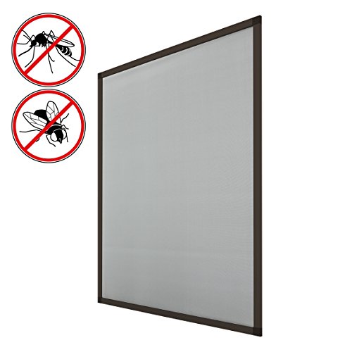 ECD Germany 2X Mosquitera para Ventana 100x120 cm Resistente a la Intemperie con Tela de Fibra de Vidrio y Marco de Aluminio Color marrón