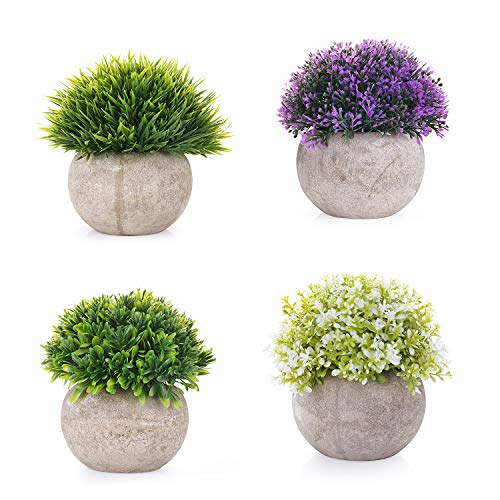 EKKONG Plantas Artificiales Suculentas Plásticas Flor pequeñas en Maceta para decoración del hogar o la Oficina Decorativa en Maceta Oficina en Casa Paquete de 4 (4 pcs)