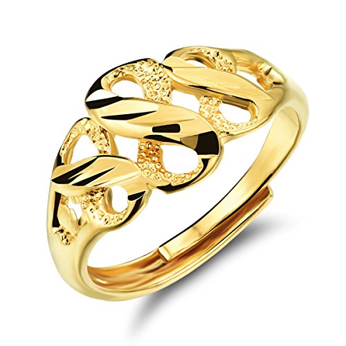 FJYOURIA - Anillo de oro de 18 quilates para mujer, ajustable, símbolo infinito