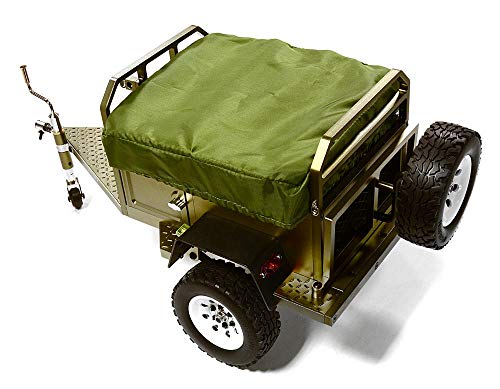 Integy RC Model Hop-ups C27994GUN Alloy Realistic Model Camping Trailer w/Roof Top Tent for 1/10 RC 390x195x175mm