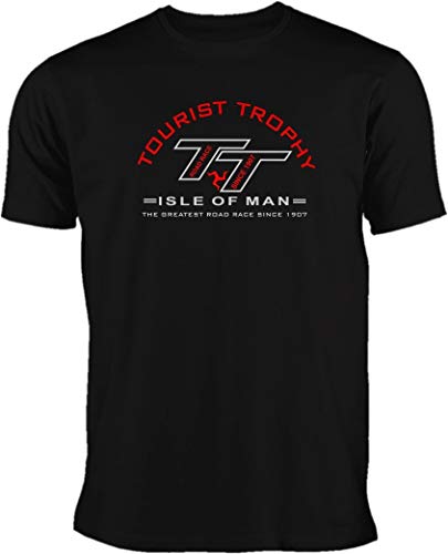 Isle of Man TT Legends T-Shirt Men's Fashion Crew Neck Short Sleeves Cotton Tops Clothing, Black