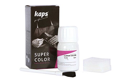 Kaps Tinte para Zapatos y Bolsos de Cuero y Textil con Esponja y Brocha, Super Color, 70 Colores (118 - negro)
