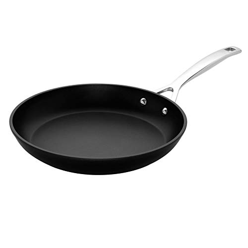 Le Creuset Sartén Baja de Aluminio Antiadherente, Libre de PFOA, para Todas Las Fuentes de Calor, Incluso la inducción, Antracita/Plateado, Anodizado, Negro, 28 cm