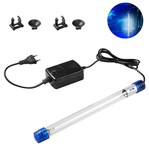 LEDGLE 11W UV esterilizador luz sumergible luz UV impermeable algas matar lámpara para acuario, pecera