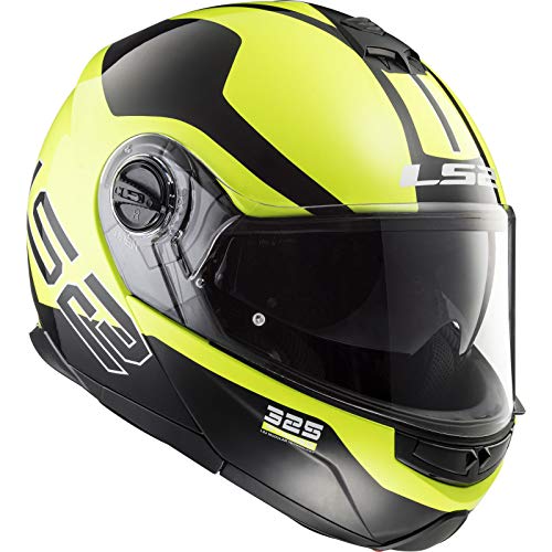 LS2 Casco de moto STROBE ZONE Negro HI VIS Amarillo, Negro/Amarillo, M