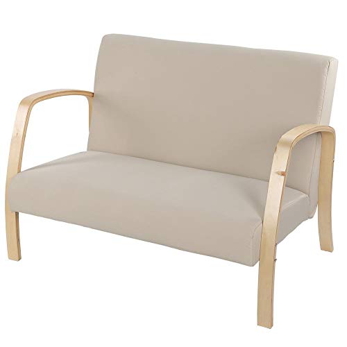 lyrlody Sofá Biplaza Moderno Sofá 2 Plazas Relax, Sillón Tapizado Duradero, Silla con Reposabrazo Asiento Banco para Sala de Estar Dormitorio Sala de Recepcion, Madera Maciza + Lino+ Esponja 111 cm