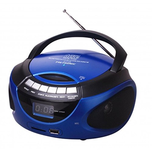 Metronic 477129 - Radio CD / MP3 portátil con Bluetooth, azul