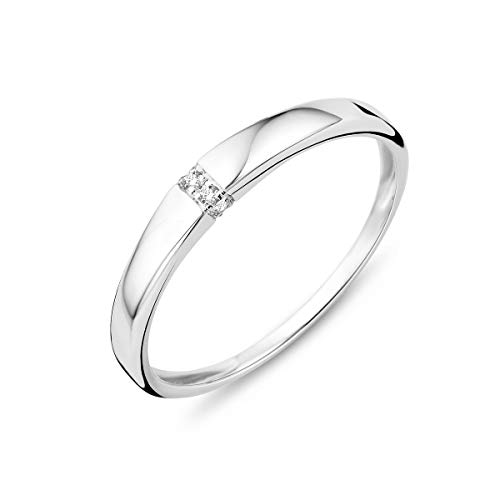 Miore - Anillo para mujer de oro blanco de 9 quilates (375) con diamante de 0,02 ct