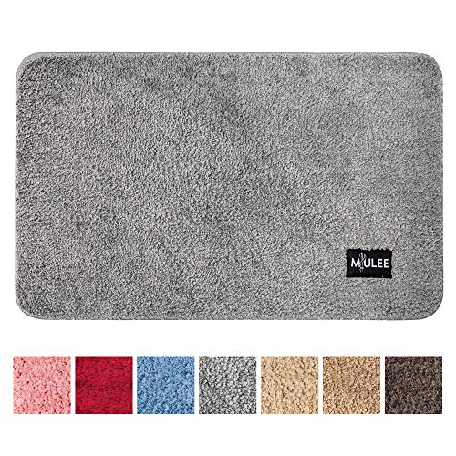 MIULEE Alfombra de Pelusa Rizada Suave Antipolvo Antideslizante Absorbente Alfombra Cuadrada Lavable de Piso Puertas de Entrada Pasillo para Dormitorio Sala de Estar Cocina 43 cm x 60 cm Gris