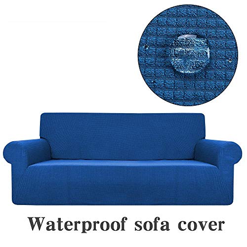 Nannan Conjunto de sofás de Color sólido Simple sillón de Sala de Estar sofá de sofá sólido Grueso Resistente al Agua sofá elástico de Manga elástica Todo Incluido-Mar Azul_L 190-230cm