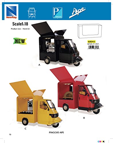 New-Ray S.R.L- Moto 1:18 Newr Piaggio Ape 50 Plays 68043I, Multicolor, 846100