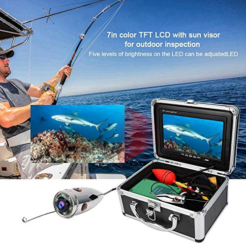 Oyunngs Cámara de Pesca subacuática, Monitor HD de 7 Pulgadas y 1000TVL Cámara de Video Sumergible a Prueba de Agua IP68 de 98.4 pies, para Pesca en Hielo, mar, río y Barco(Negro)