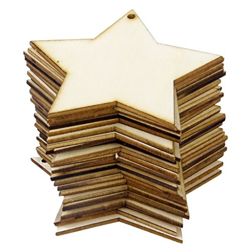 Phenovo 25pcs Adornos Madera Forma Estrella para Arte DIY Talla 8x8cm