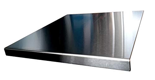 Protector de encimera de acero inoxidable con borde cuadrado, plano o redondo (incluye pies de goma antideslizantes), acero inoxidable, Plateado, 500 x 500mm