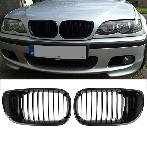 Rejillas delanteras de riñón negro mate para E46 3 Series 4 Puertas 4D 2002-2005 LCI Facelift