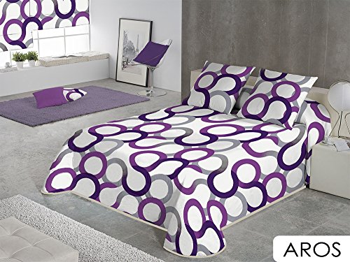 SABANALIA - Colcha Aros (Disponible en Varios tamaños y Colores), Cama 150-250 x 280, Lila