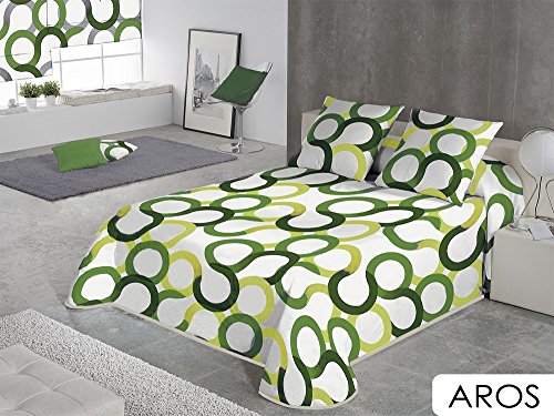 SABANALIA - Colcha Aros (Disponible en Varios tamaños y Colores), Cama 90-180 x 280, Verde