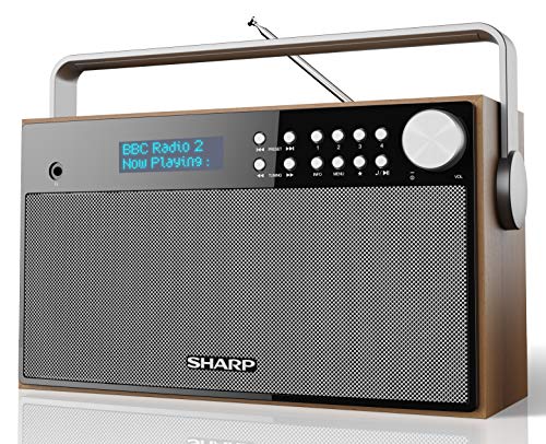 Sharp DR-P355 Radio despertador Digital Estéreo Dab/Dab+ y Fm con Rds, Alarma con Función despertador y Repetición, Carcasa de Madera