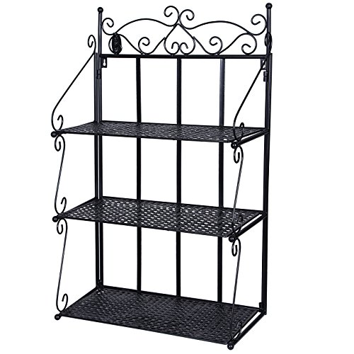 SONGMICS Estantería de Hierro Multiusos Librería Organizador de 3 Niveles Plegable Negro LSN03B