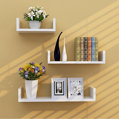 TANBURO Estantería de Pared Estanterías Cubos Juego de 3 Piezas para Libros y Decoración ，Blanco