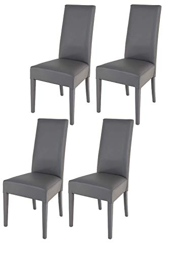Tommychairs sillas de Elegancia y Design - Set de 4 Sillas Luisa para Cocina, Comedor, Bar y Restaurante con Estructura en Madera de Haya y Asiento tapizado en Polipiel Color Gris Oscuro