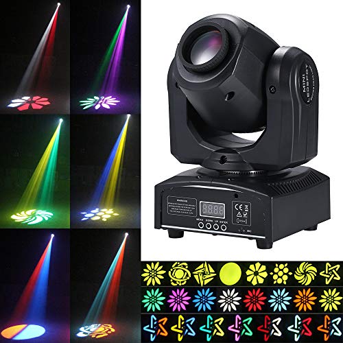 Tomshine 30W DMX-512 Cabeza Movil Led,8 Gobo 15 Colores ,9/11 Canal,4 Modos de Control,Efectos de Iluminación de Escenario para Clubes,Fiesta, Discoteca, Show de DJ