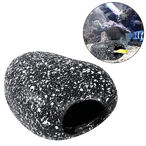 UEETEK Tanque de peces cueva Rock acuario decoraciones criadero para corta dorada, cíclidos - talla S (piedra del copo de nieve)