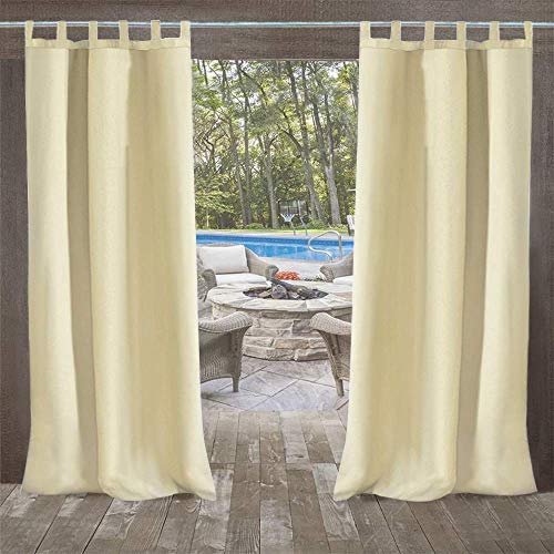 UniEco - Cortinas opacas para exteriores, diseño de globo, impermeables, resistentes al moho, para pabellón, casa de playa, 1 pieza, 132 x 215 cm, color beige