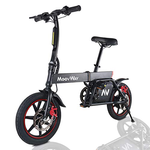 Windgoo Bicicleta Eléctrica Plegables, 350W Motor Bicicleta Plegable 25 km/h y 25 km, Bici Electricas Adulto con Ruedas de 14", Batería 36V 6.0Ah, Asiento Ajustable, con Pedales (Noir)