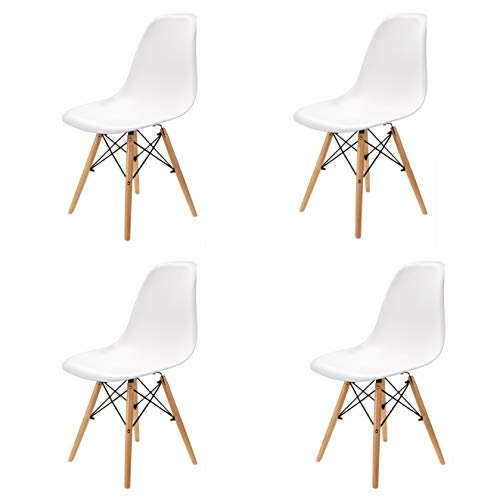 WV LeisureMaster Silla de plástico Silla de Comedor Juego de 4 Sillas Color Blanco