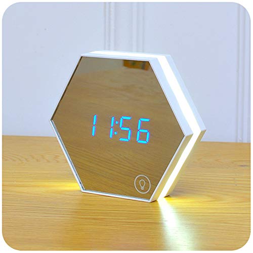 xinrongqu Despertador - Reloj De Alarma Electrónico De Carga De Múltiples Funciones De La Decoración del Dormitorio Blanco 137 * 137 * 35M M