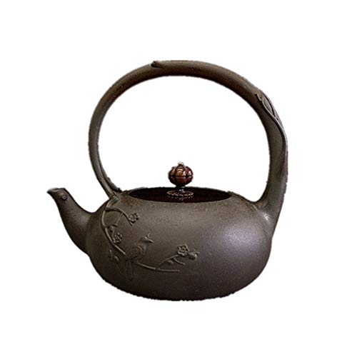 Yinglihua Tetera De Hierro Fundido Vintage Tetera Japonesa Tetera De Hierro Fundido Abierto Un Nuevo Diseño del Mango Es Ideal For Los Amantes del Té Tetera para Estufa (Color : Black 2)